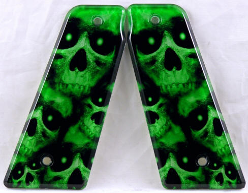 Graveyard Skulls Green featured on Smart Parts Paintball Marker Grips