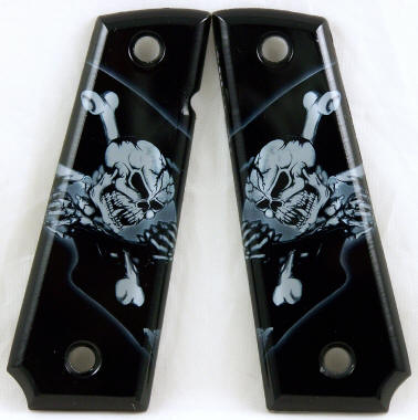 Pirate Flag Grey featured on 1911 Fullsize Ambi Safety Lever both sidesdextrous Pistol Grips