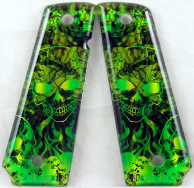 Purgatory Green featured on 1911 Fullsize Ambi Safety Lever both sides Pistol Grips