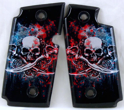 Skull and Swords featured on Sig Sauer P238 Pistol Grips