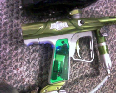 Smart Parts Paintball Marker with Clear Green SPD Single Color Grips